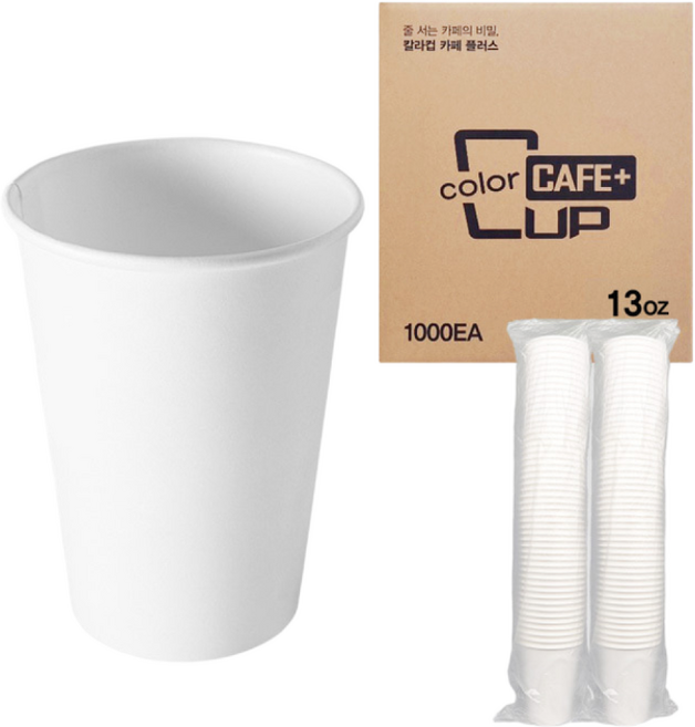 [박스] 프리미엄 고평량 320g 무인쇄 단단한 백색 종이컵 13oz 1000개, 1개