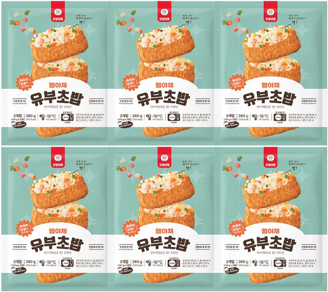 [소기비한 임박 2026-05-13까지] 천일식품 햄야채 유부초밥, 6개, 360g