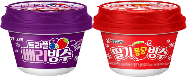 빙그레 아이스크림 빙수 2종 혼합(트리플베리6+딸기퐁당6) 총 12개