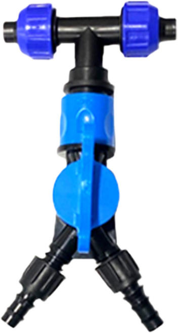 라인밸브+물호스16mm 연결부속 모음 원터치 관수자재 상인농자재, 2구 원터치 라인밸브+물호스 T자, 1개