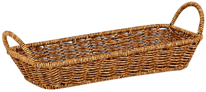 하우스레시피 PP 라탄 손잡이 트레이, 브라운, 1개