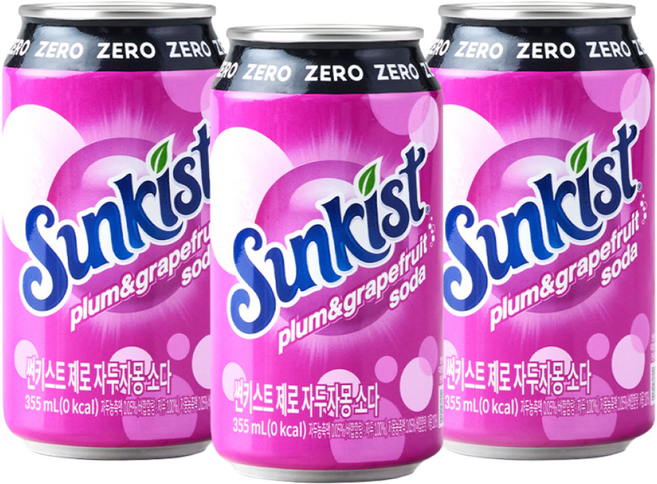 썬키스트 제로 자두자몽 소다, 355ml, 12개