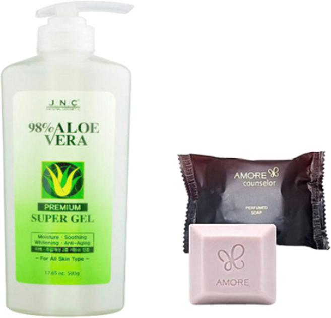 JNC 알로에]제이앤씨 98% 알로에 베라 프리미엄 슈퍼겔 500ml/JNC화장품+비누증정, 500ml, 1개