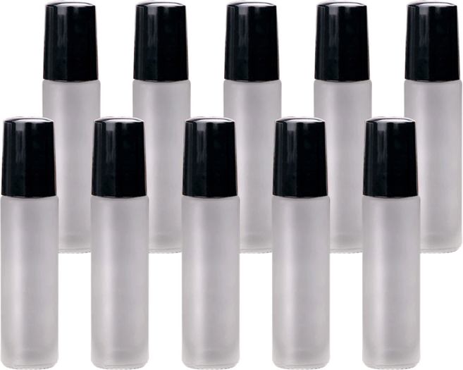 27리빙 부드럽게 발리는 롤온 향수 공병+롤온 따개 포함, 두꺼운 반투명 블랙캡 10ml, 10개