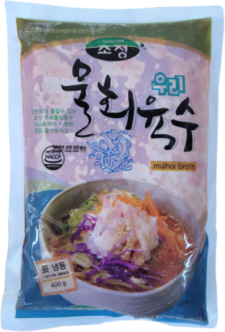 [당일출고] 시원하고 깔끔한 초정식품 우리 물회육수 업소용 박스 판매, 400g 30개, 400g, 30개