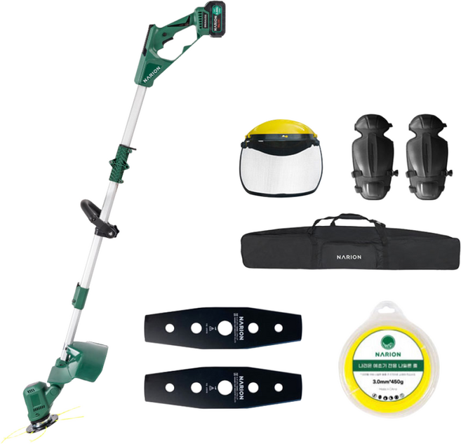 나리온 충전식 예초기 충전 무선 전기 전동, 배터리 2개 세트, 1개