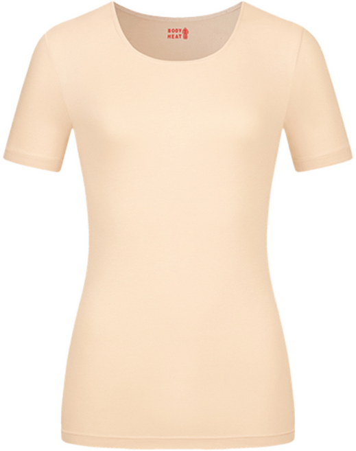 BYC보디히트 여성히트텍 가벼운 내복 발열내의 상의 라운드 U넥반팔 1매