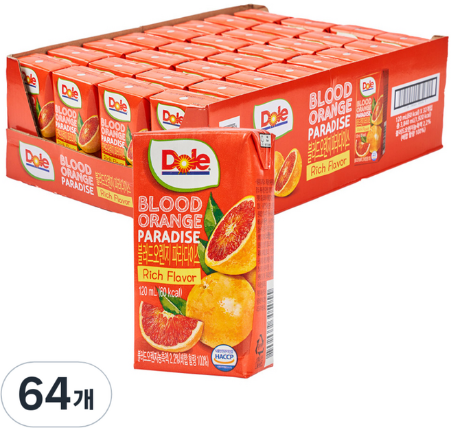 돌 파라다이스 주스 블러드오렌지, 120ml, 64개