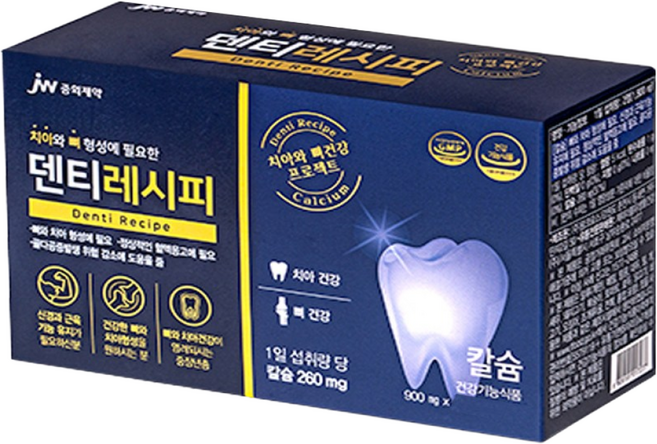 JW중외제약 덴티레시피 120정 2개월분 / 치아에 좋은 영양제 뼈건강 프로폴리스 칼슘, 1개