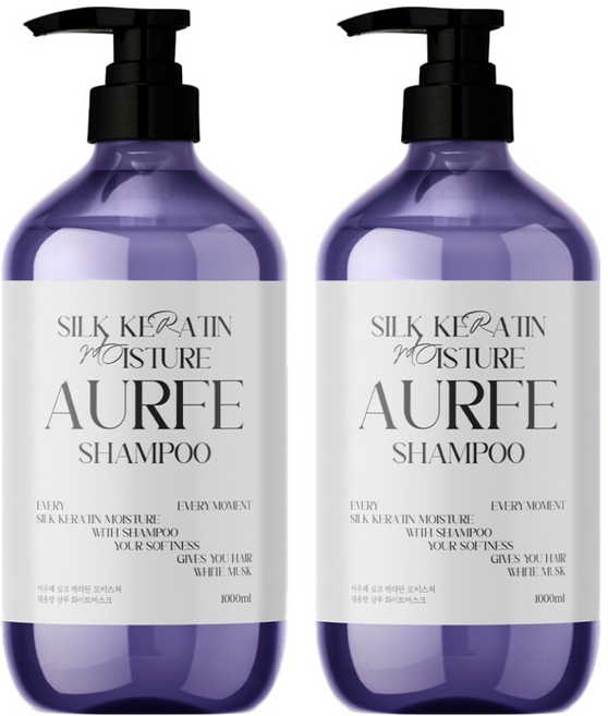 아우페 실크 케라틴 모이스처 샴푸 화이트머스크향, 2개, 1L