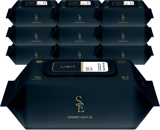 스마트에코 고평량 써밋 82g 네이비 70매 10팩 캡형 엠보 아기물티슈, 10개