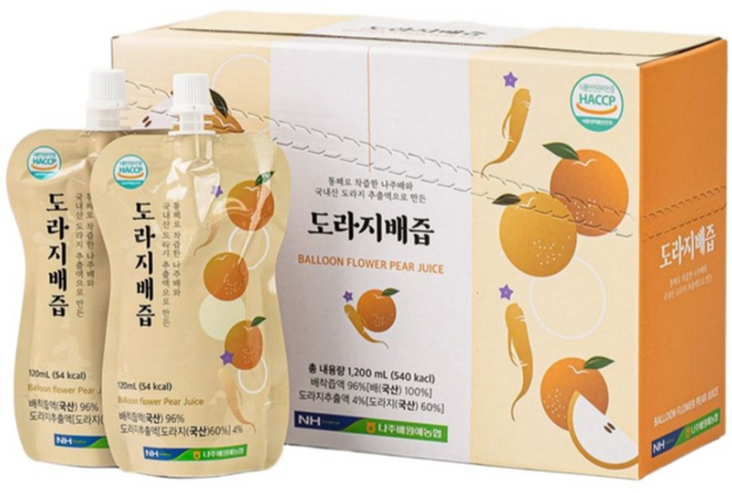 농협 통째로 착즙한 진한 나주배 도라지즙, 120ml, 30개