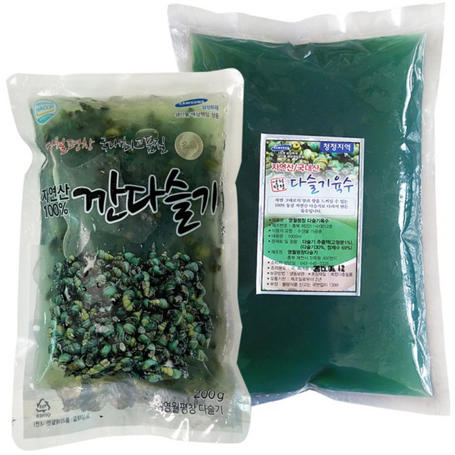 산지청정 강원도 동강 자연산 깐다슬기, 1세트, 깐다슬기400g+다슬기육수1kg