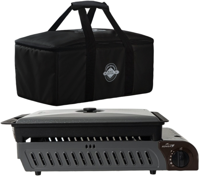 코베아 구이바다 블랙에디션 L 4-5인용 캠핑 / 프리미엄 다이아몬드 코팅 / KGG-1304CDC 캠핑 버너 그릴 부루스타 가스 버너 전골팬, KGG-1304CDC L사이즈, 1개, 혼합색상