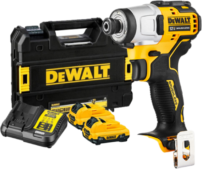 DEWALT 디월트정품 12V MAX 브러쉬리스 충전 컴팩트 임팩 드라이버 DCF801D2 배터리 2Ah 2개 세트, 1세트