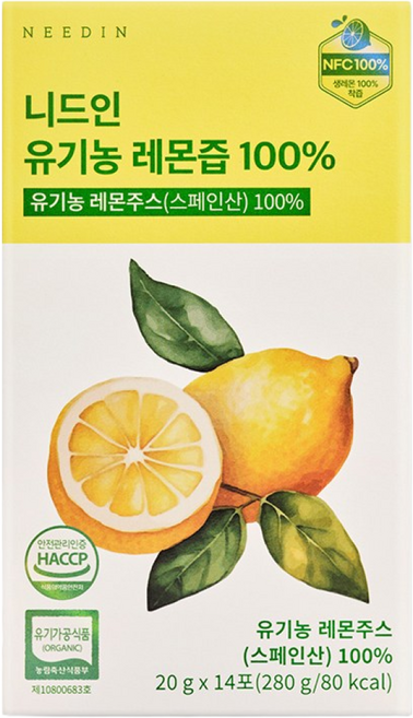 니드인 유기농 레몬즙 100%, 280g, 6박스