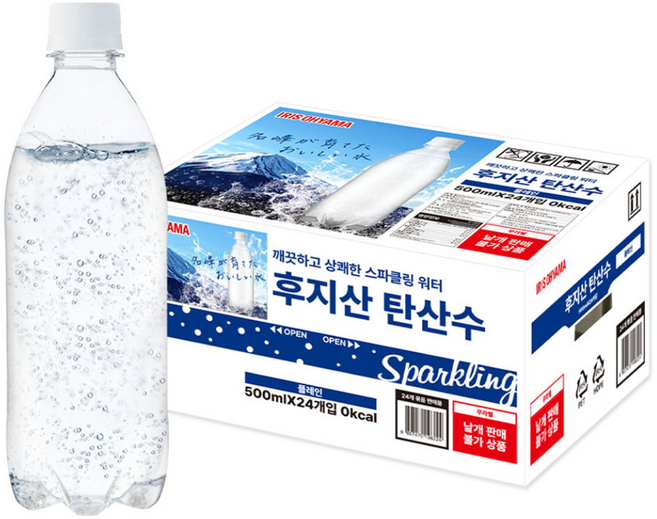 아이리스 후지산 탄산수 플레인 무라벨, 500ml, 24개