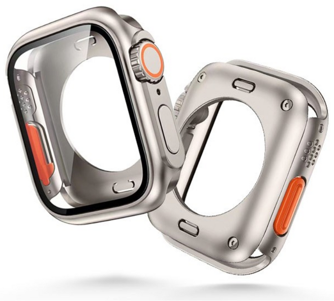 티지피 애플워치 호환 울트라 풀커버 일체형 케이스 360도 보호, 티타늄골드