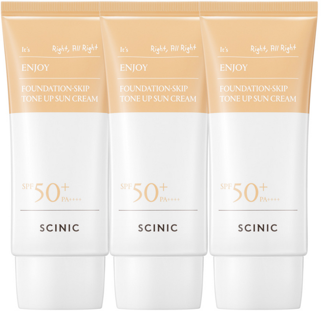 싸이닉 수분 톤업 파데스킵 선크림 SPF+ PA++++, 50g, 3개