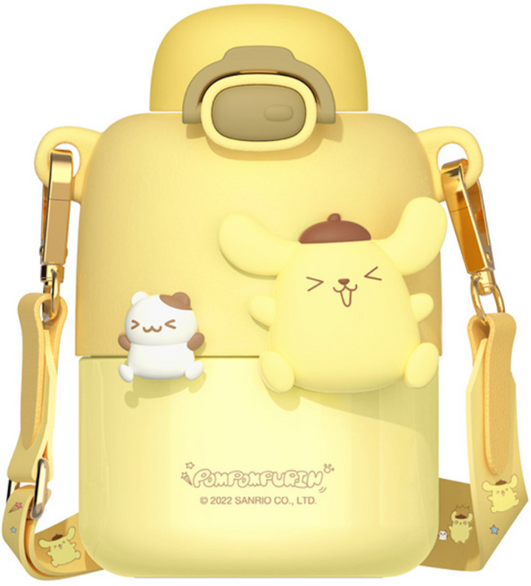 칼노 정품 산리오 물통 텀블러 보온보냉 원터치 물컵 휴대용 어린이 물병, 1개, 430ml, 폼폼푸린