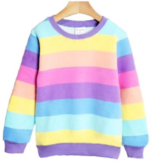 온더키즈 아동용 무지개 기모 퍼프 맨투맨