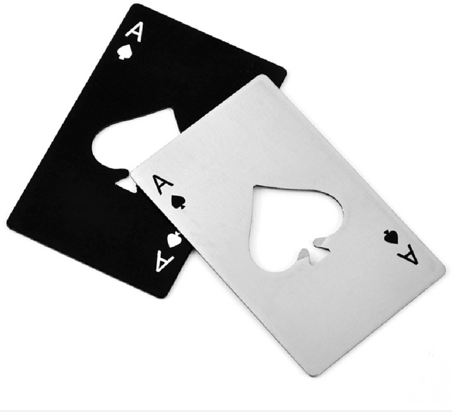 바이트 트럼프 카드모양 병따개, 2개, 블랙+실버