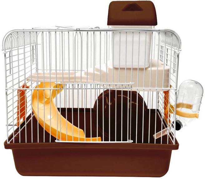펫츠핸들러 햄스터 2층 슬로프 케이지 PH-HC400, 브라운, 1개