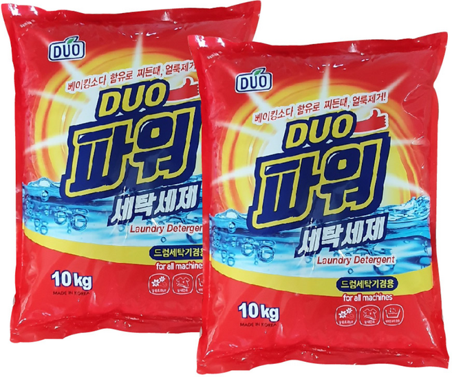 듀오파워 세탁 가루세제 10Kg+10Kg 베이킹소다 함유!, 10kg, 2개