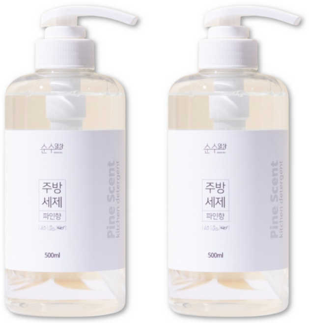 순수일상 주방세제 파인향 1종 과일세척, 2개, 500ml