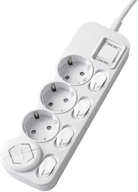 에코파워탭 메인 개별 과부하차단 멀티탭 4구 EPM-L304SS + 안전커버, 1.5m, 화이트 + 랜덤 발송, 1개