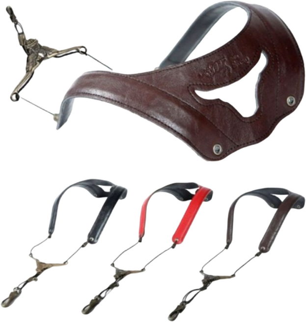 색소폰 불스 일체형 천연가죽 스트랩, 브라운, 1개