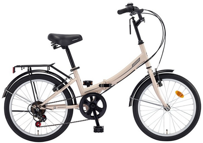 스마트 콤마 20 2026년 스틸 미니벨로 접이식 자전거, 1개, 160cm, 베이지 미조립