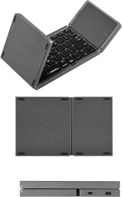 C-Flip SENSE TOUCH 블루투스 접이식 키보드 휴대용 터치패드 무선 멀티페어링, 블랙, 제조사축