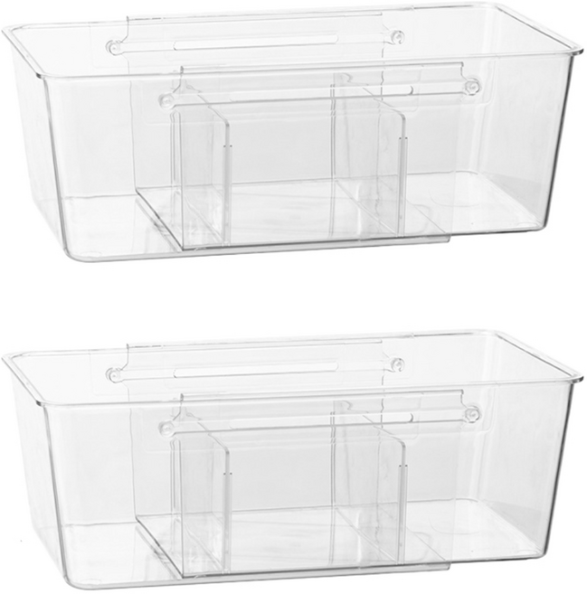 풀라이프 1+1 투명 길이조절 칸막이 정리함, 대형 1+1