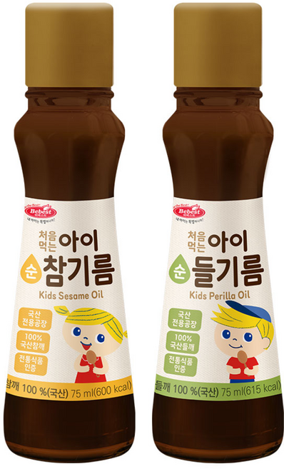 [리뉴얼] 베베스트 처음먹는 순 아이 국산 참기름 75ml+들기름 75ml