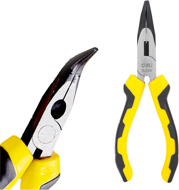 델리툴즈 벤트 롱노우즈 곡마루 롱로즈 롱노즈 플라이어 6인치, 벤트 롱노우즈_6인치 (EDL2306), 1개