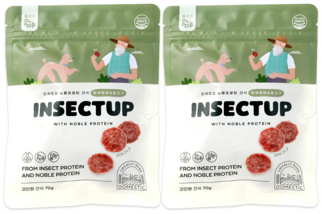 인섹트업 노블 프로틴 강아지 간식, 동애등에 + 말고기 혼합맛, 70g, 2개
