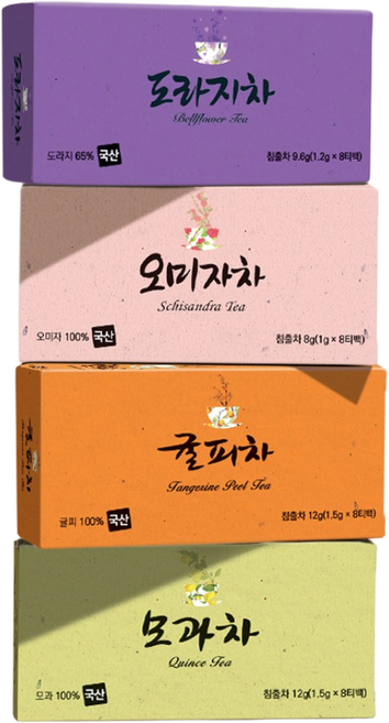 [본사직영] 다예 100% 국산 건강한 계절차 티타임 4종(도라지차8T+오미자차8T+귤피차8T+모과차8T), 1개, 32개입, 41.6g