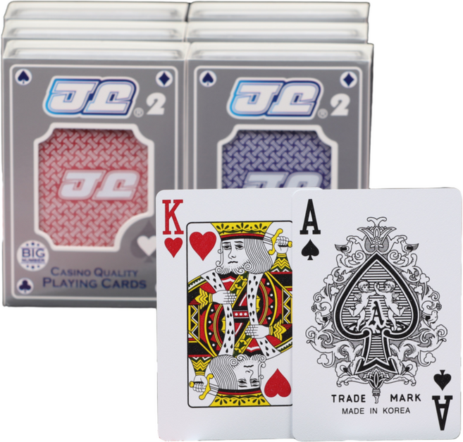 JJ 제이제이 점보 큰글씨 카드 - 1다스 12개 홀덤펍 업소용 포커 홀덤전용 트럼프카드, 혼합색상, 1개