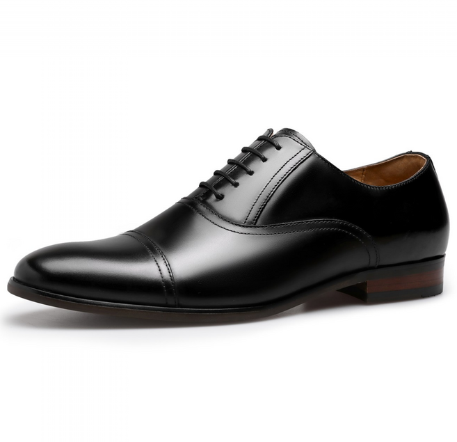 비즈니스 정장에 어울리는 우아한 캡토이 디자인의 가죽 레이스업 옥스포드 남성 구두