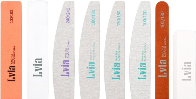 엘비아 네일 파일 세트 지브라 고급 파일 4종 우드파일 샌딩화일 샤이너 광파일, 엘비아 네일 파일 세트(반달형), 1세트