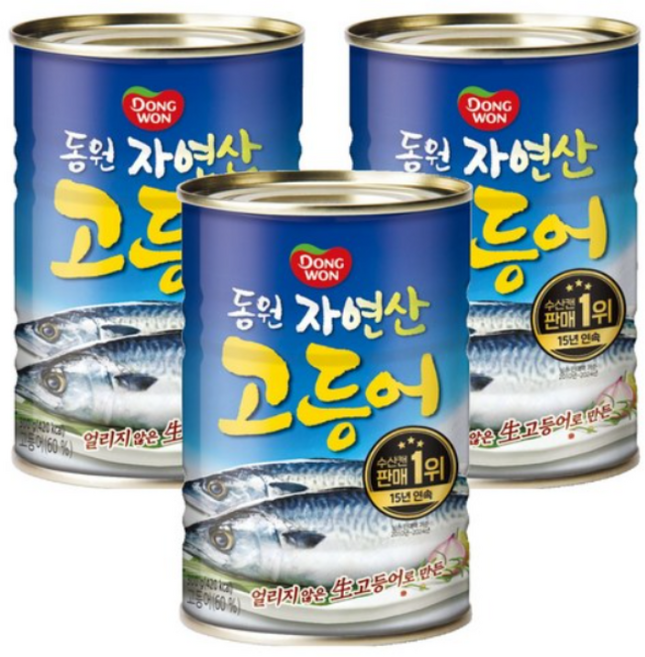 동원 고등어 원터치 통조림, 400g, 상세 설명 참조, 15개