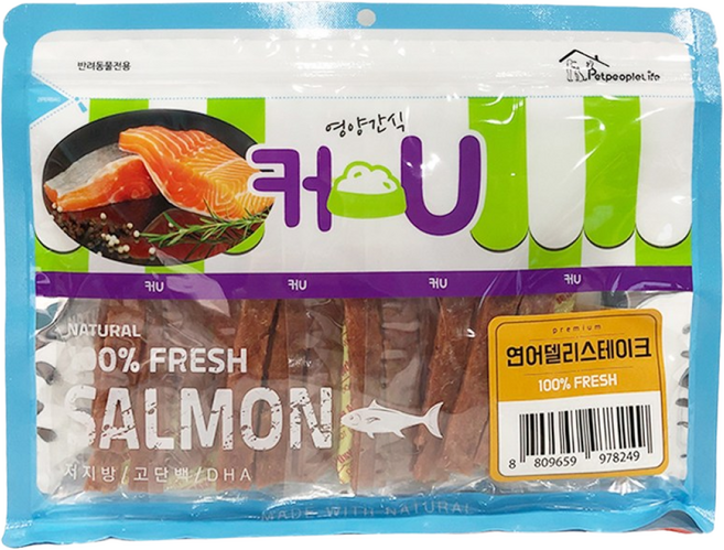 커유 대용량 강아지 수제간식 연어 시리즈 6종, 연어 큐브, 300g, 1개
