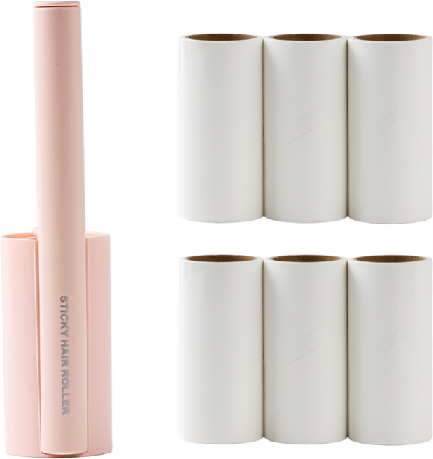 로라 돌돌이 테이프크리너 본체+리필 롤 클리너 롤러 멀티 휴대용 소형 클린컷 옷먼지 제거기 고양이 강아지 털제거 겨울먼지, 1개