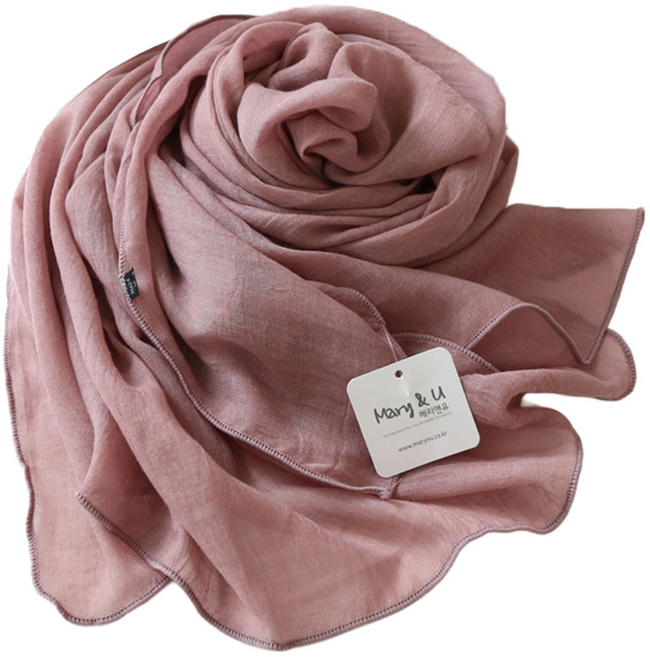 메리앤유 소프트 코튼 소재 칼라풀 무지 롱 스카프 국산