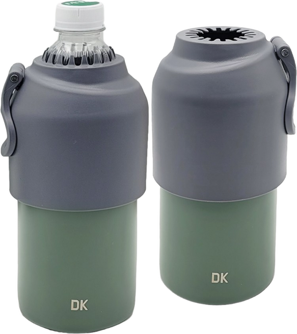 1+1 대일리 페트병 아이스 캔 쿨러 보냉 홀더 500ml, 2개, 카키그레이+카키그레이