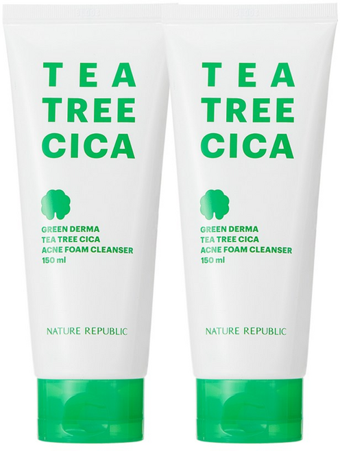 네이처리퍼블릭 그린더마 티트리 시카 폼 클렌저, 150ml, 2개