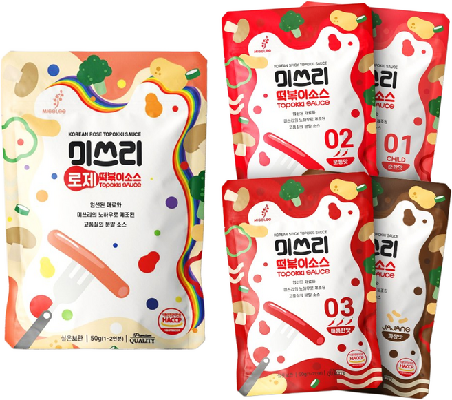 미쓰리 떡볶이 소스 로제 50gx5개+선택5개, 로제 50gx5개+보통맛 5개, 50g, 10개
