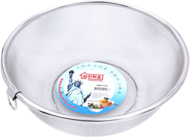[DAMDA] 스텐 원형바구니 채반 중형 야채세척 망, 스테인레스, 1개