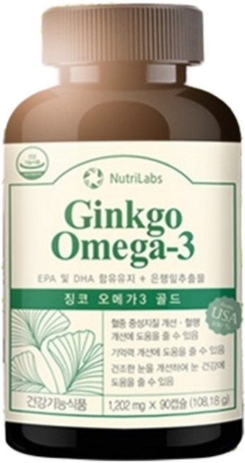 징코 오메가3 골드 기억력 혈액순환 뇌 두뇌 영양제 사은품 증정, 90정, 3개